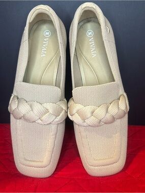 VIVAIA Caitlin Women’s Square-Toe Knot Loafers in Almond